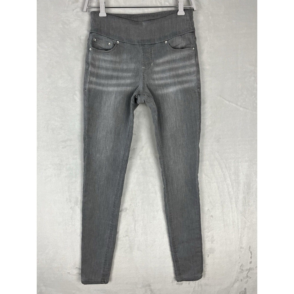 JAG JEAN Women's Jean  2/26 Gray High Rise Skinny Pull On Stretch Whisker Modern